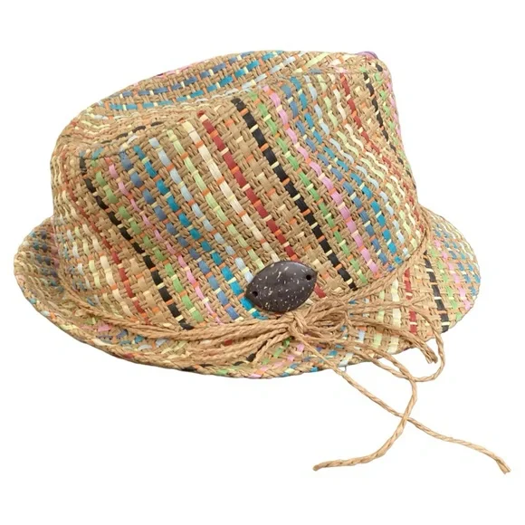 Panama Jack Paper Braid Hat Colorful Unisex Fedora Hat One Size - Picture 7 of 16